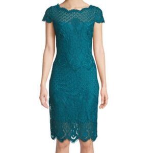 Tadashi Shoji Teal Lace Sheath Dress